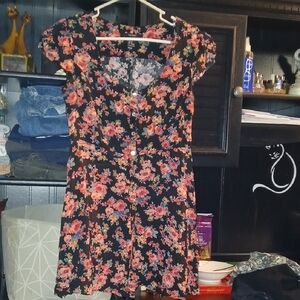 Forever 21 Black and Pink Floral Mini Dress